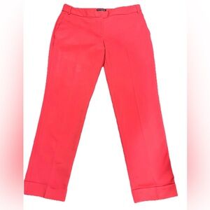Express Women's Coral Slim Fit Twill Dress Straight Leg Stretch Cropped
Pants 6